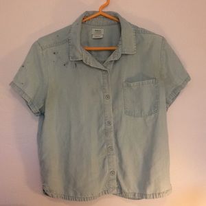 Cropped Jean Button up with open back.